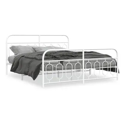 (white, x cm/ with headboard & footboard) vidaXL Metal Bed Frame with Headboard and Footboard Be