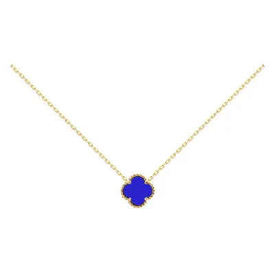 Jewelco London Gold-plated Silver Blue Clover Agate Lucky Charm Pendant Necklace 16-18" - ANC100