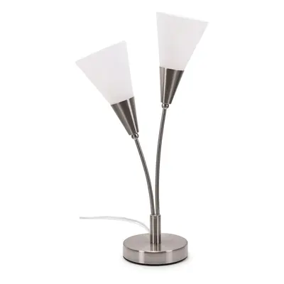 ValueLights Kristina Frosted Way Silver Uplighter Table Lamp & Bulbs