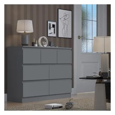 7 Drawer Chest Of Drawers Dark Matt Grey Scratch Resistant Coating