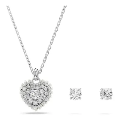 Swarovski Hyperbola White Heart Rhodium Plated Set