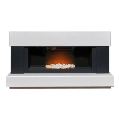 Adam Verona Fireplace Suite in Pure White & Charcoal Grey, Inch