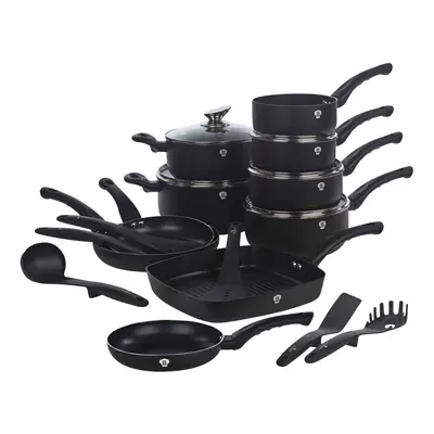 ( Black Matt) Pcs Blauman Cookware Pots Grill Pans with Soft Touch Handles & Kitchen Tool Set