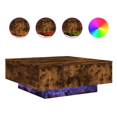 (smoked oak, x x cm) vidaXL Coffee Table with LED Lights Hallway Tea Side End Table Sofa Table