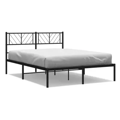 (black, x cm/with headboard) vidaXL Metal Bed Frame Bedroom Platform Bed Base Bedstead Mattress 