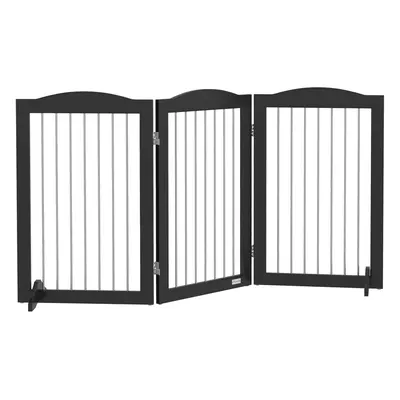 PawHut Foldable Dog Gate, Freestanding Pet Gate with Two Support Feet - Black