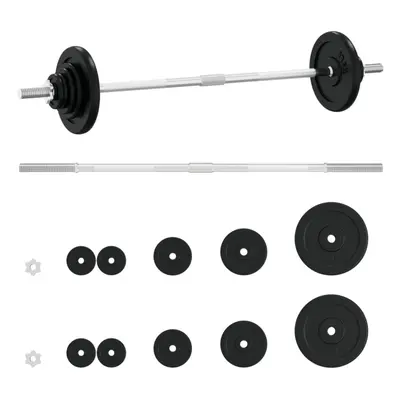 (120 cm) vidaXL Barbell and Dumbbell with Plates Weight Plate Set Free Weight Cast Iron