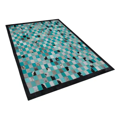 Leather Area Rug Turquoise and Grey x cm NIKFER