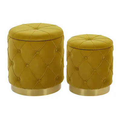 Pouffe PUEBLO Set of Mustard Velvet