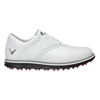 (UK 10.5, White/White) Callaway Golf Mens M597 LUX Leather Upper Spikeless Cushioned Golf Shoes