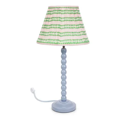 ValueLights Bobbins Pink Aztec Pleated Shade Powder Blue Table Lamp