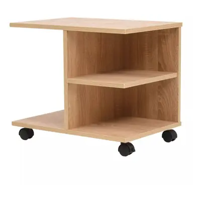 vidaXL Rolling Shelf Oak Home Standing Bookcase Storage Side Table Furniture