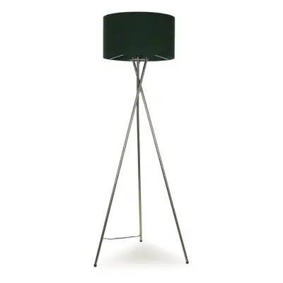 ValueLights Camden Satin Nickel Floor Lamp with Large Forest Green Reni Shade