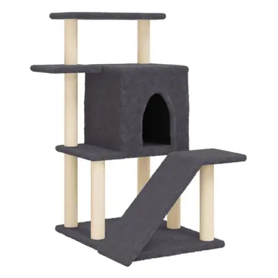 (dark grey) vidaXL Cat Tree with Sisal Scratching Posts Cat Scratch Tower Climbing Tree