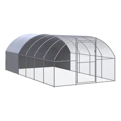 vidaXL Outdoor Chicken Coop 3x6x2 m Galvanised Steel Garden Poultry House