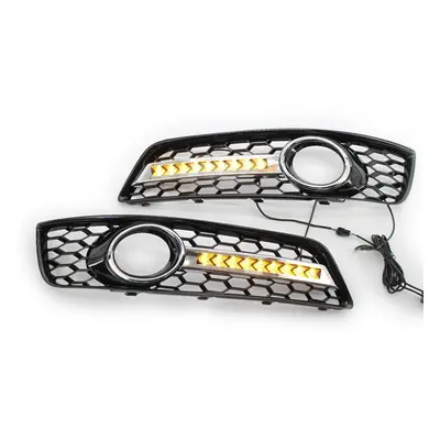 (Yellow) Replacement for AUDI A3 8P Front Bumper Fog Light Lamp Grille Pair Set Left and Right