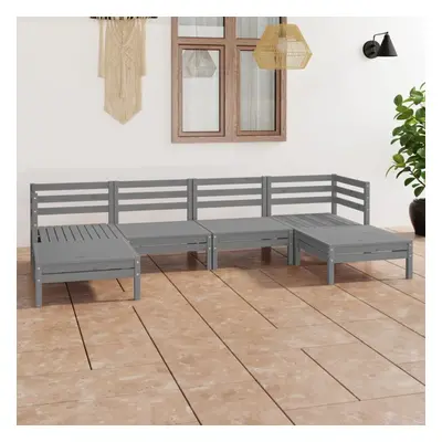 vidaXL Garden Lounge Set Outdoor Sofa Set Couch Piece Grey Solid Wood Pine