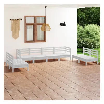 vidaXL Solid Pinewood Garden Lounge Set Piece White Outdoor Seating Sofa