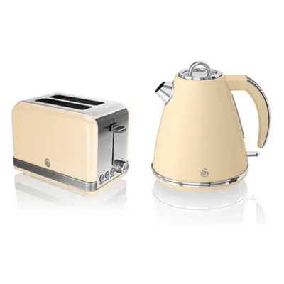 Swan, STP7040CN, Retro 1.5L Jug Kettle & Slice Toaster, Stainless Steel Body, 3kw, Fast Boil, Sl