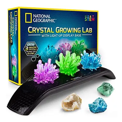 National Geographic Crystal Growing Kit - Vibrant Coloured Crystals to Grow with Light-Up Displa