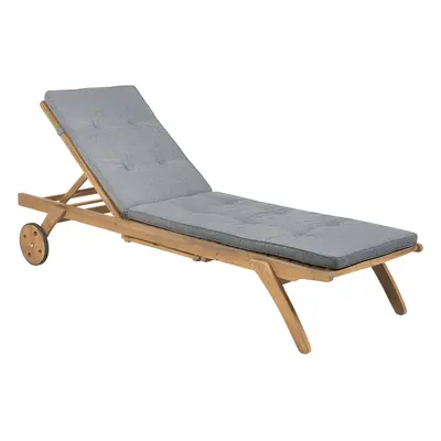 Sun Lounger with Cushion Wood Grey CESANA