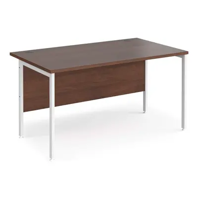 Mr Office Maestro straight desk 800mm deep - white H-frame leg, 1400, Walnut