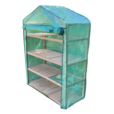 Extra Wide Tier Wooden Mini Greenhouse with Reinforced Cover