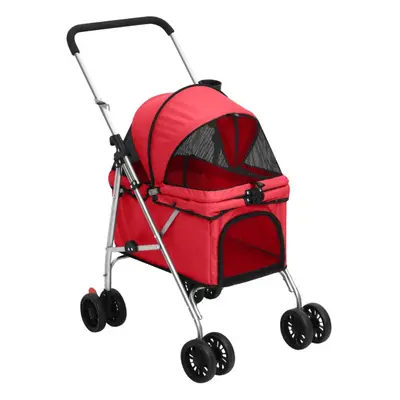 (red) vidaXL Folding Dog Stroller 76x50x100 cm Oxford Fabric Pushchair Multi Colours