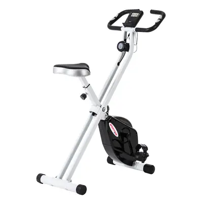 SPORTNOW Folding Exercise Bike with Heart-Rate Sensor for Home Use, Black/White