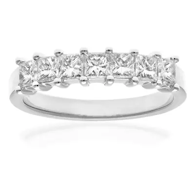 (K) Jewelco London 18ct White Gold Eternity Ring, J/I Certified Diamonds, Princess Cut, 1ct