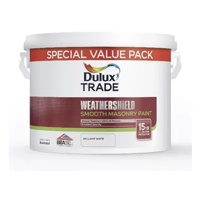 Dulux Trade Weathershield Smooth Masonry Paint Pure Brilliant White 7.5 Litres