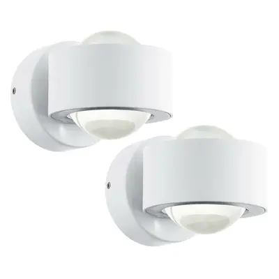 2 PACK Wall Light Colour White Aluminium Shade Clear Plastic LED 2.5W Included