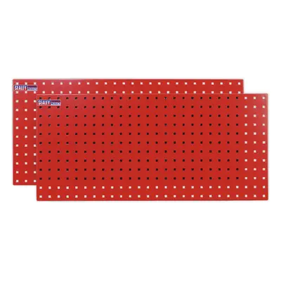 2 PACK - x 500mm Red Wall Mounted Tool Storage Hook Panel - Warehouse Tray