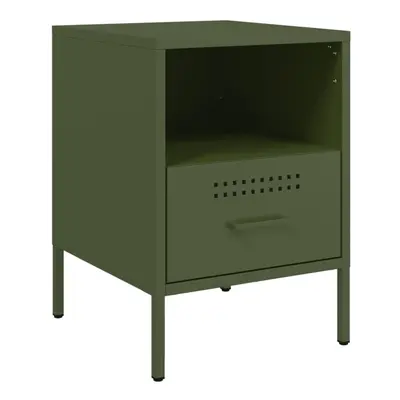 vidaXL Bedside Cabinet Bedroom Nightstand Bed Side Table Olive Green Steel