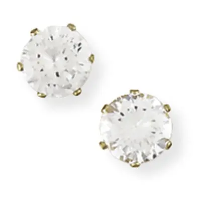 Jewelco London Ladies 9ct Yellow Gold Cubic Zirconia Claw Stud Earrings - 6mm - SENR02306