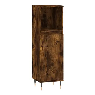 (smoked oak) vidaXL Bathroom Cabinet Vanity Unit Highboard Cupboard White Engineered Wood