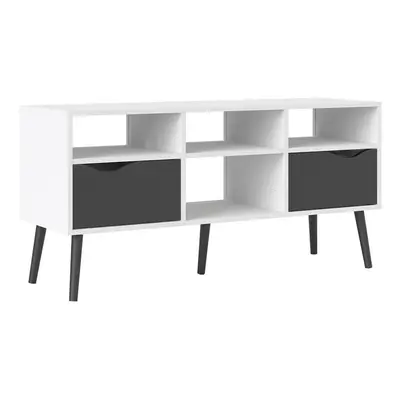 Oslo TV Unit - Wide - Drawers Shelves in White and Black Matt