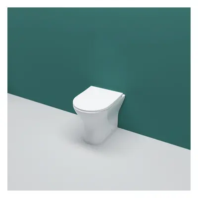 AICA Bathroom Back to Wall Toilet Modern Pan Soft Close Seat Space Saving White