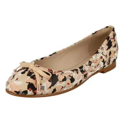 (UK 3, Floral (Beige)) Ladies Clarks Flat Dolly Shoes Grace Lily - D Fit