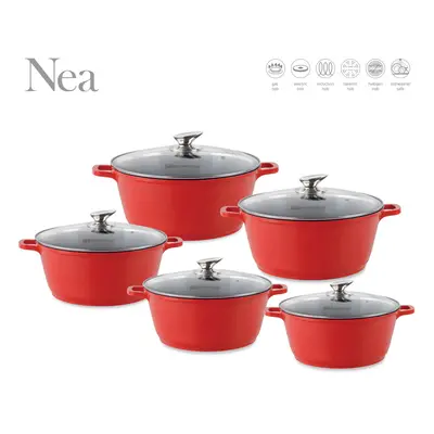 (Red) SQ Professional Nea pc Non-Stick Stockpot Set