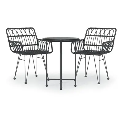 (black) vidaXL Garden Dining Set Piece Poly Rattan Dining Table Chair Black/Brown