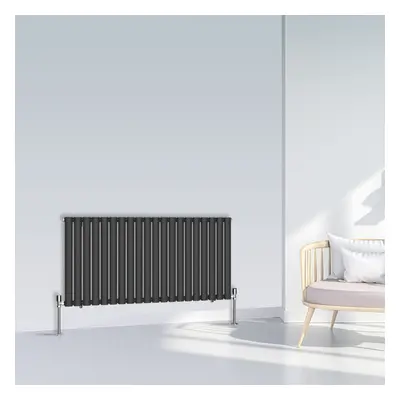 (600x1180mm Single, Black) NRG Oval Column Designer Radiator Horizontal Vertical Central Heating