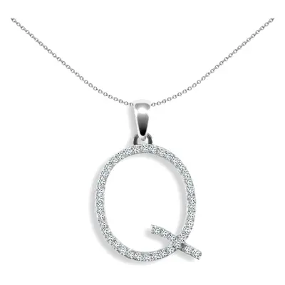 Jewelco London Solid 9ct White Gold Pave Set Round G SI 0.22ct Diamond Identity Dainty Initial I