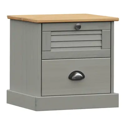 (grey) vidaXL Bedside Cabinet Wooden Bedside Table Nightstand VIGO Solid Wood Pine