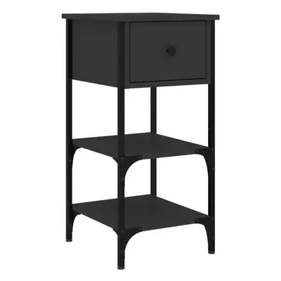 (black, pcs) vidaXL Bedside Cabinets Side Table Nightstand Bedside Table Engineered Wood