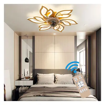 LED Ceiling Fan Light Dimmable Living Room Chandelier Lamp With Remote Control