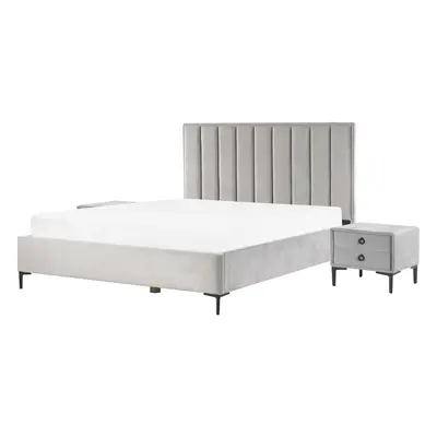 Bedroom Set Velvet SEZANNE x cm (EU Super King) Light Grey