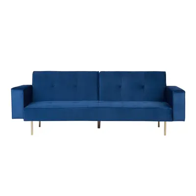 Sofa Bed VISNES Navy Blue Velvet