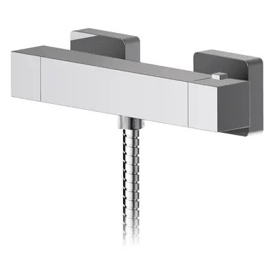 Ripple Modern Bathroom Wall Mount Square Thermostatic Bar Valve with Bottom Outlet, 55mm x 275mm