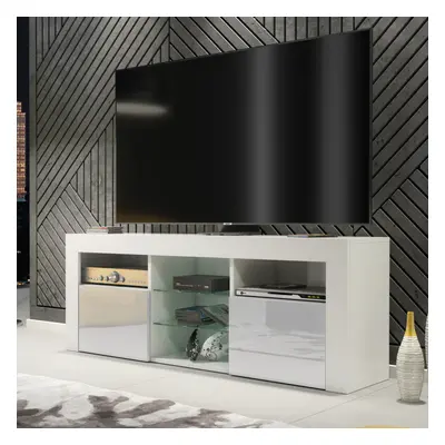 TV Unit 145cm Creative Furniture - White & Grey Gloss Doors